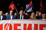 Milorad Dodik, center,&nbsp;leads a rally in Banja Luka, in&nbsp;Bosnia and Herzegovina, on Oct. 25.