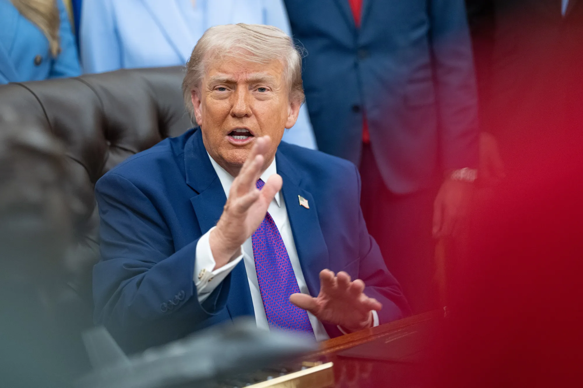 President Donald Trump speaks during an event in the Oval Office of the White House in Washington, DC,&nbsp;on&nbsp;May 11.