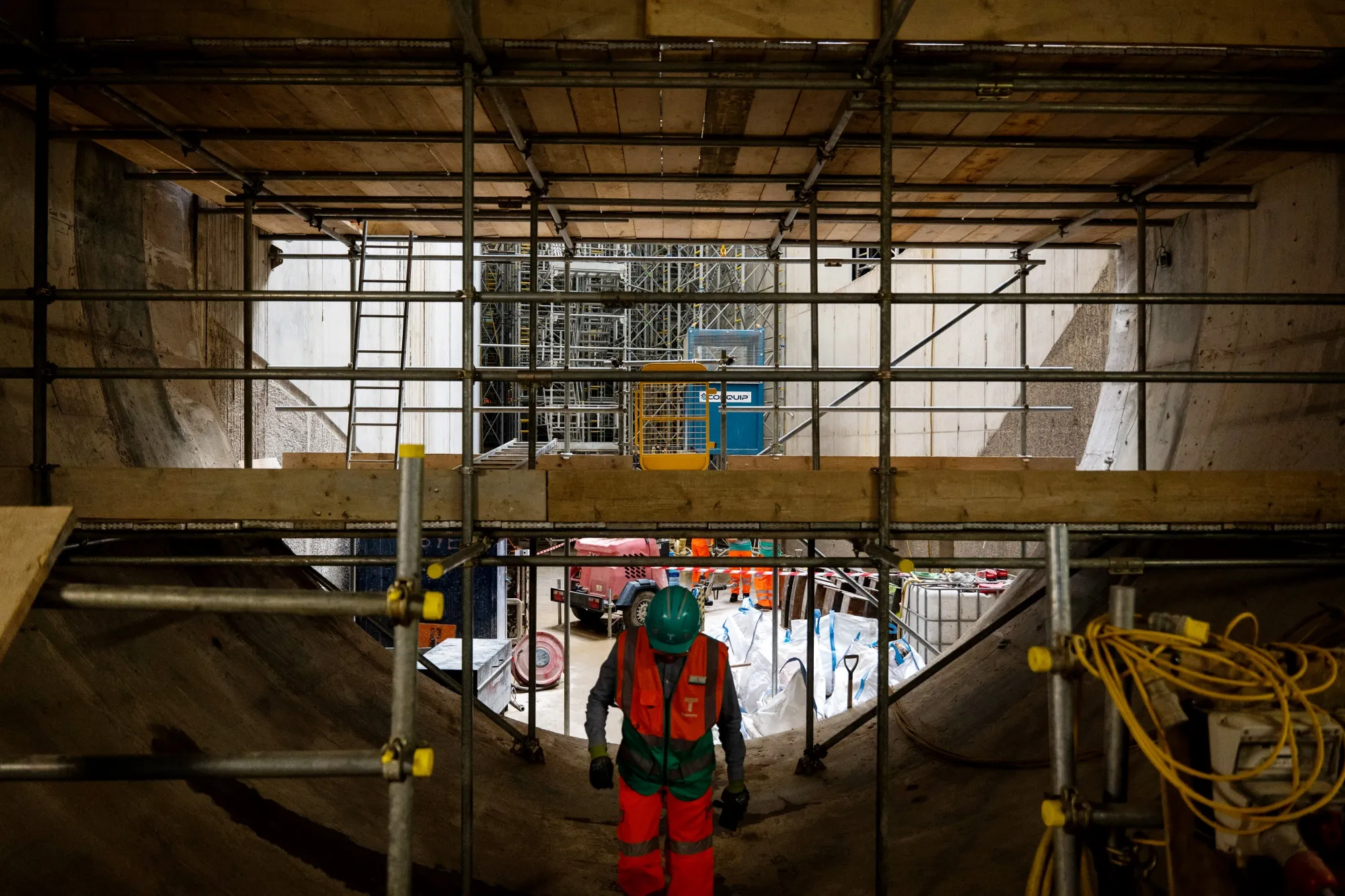 Workers putting the final touches on the Thames Tideway Tunnel in London&nbsp;on Sept. 6.&nbsp;The project has been under construction for eight years.&nbsp;