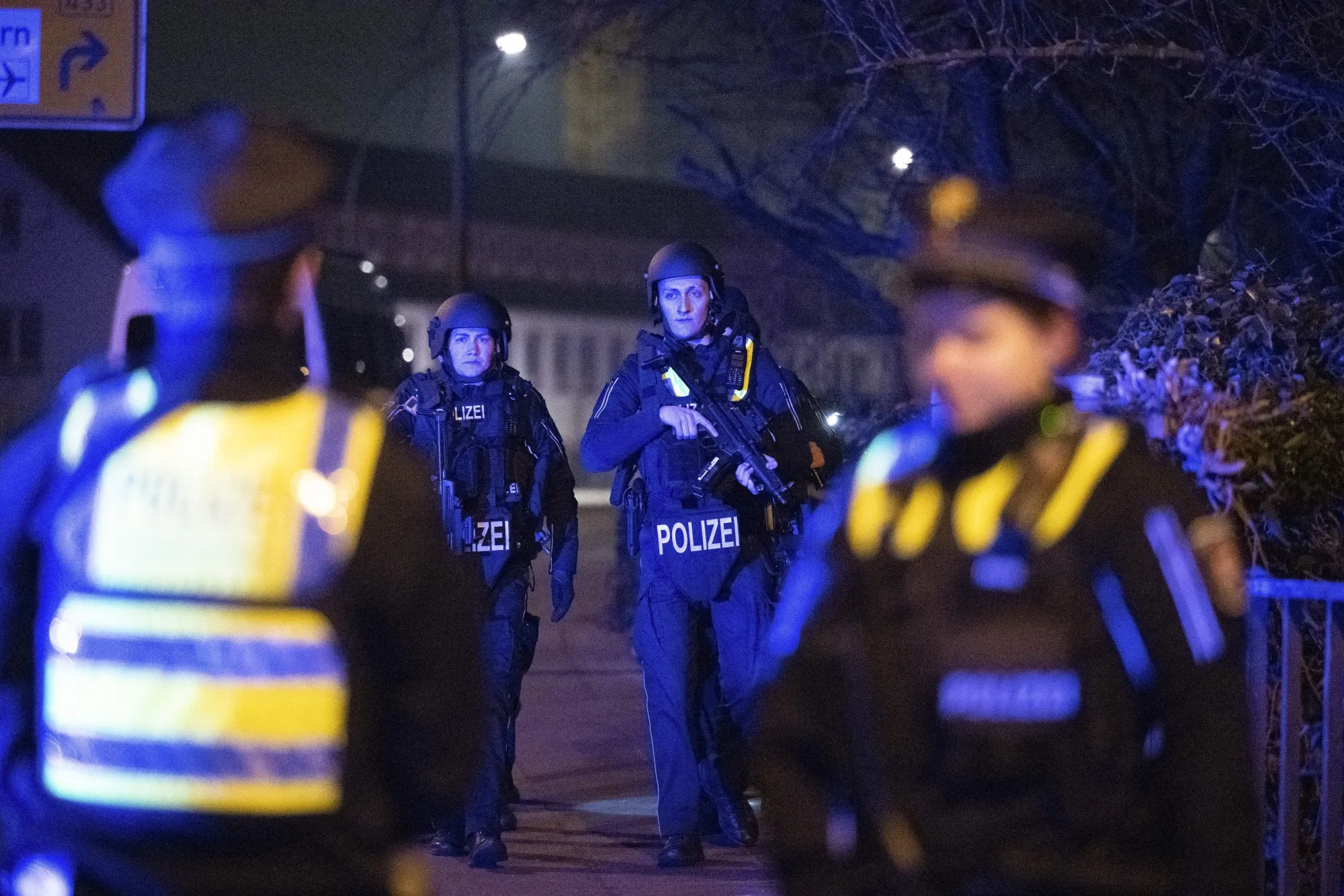 Armed police at the scene of the shooting in Hamburg.