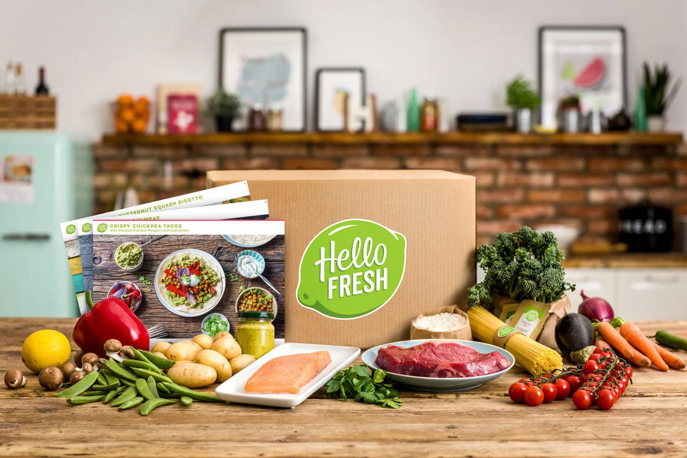 A HelloFresh recipe box.

