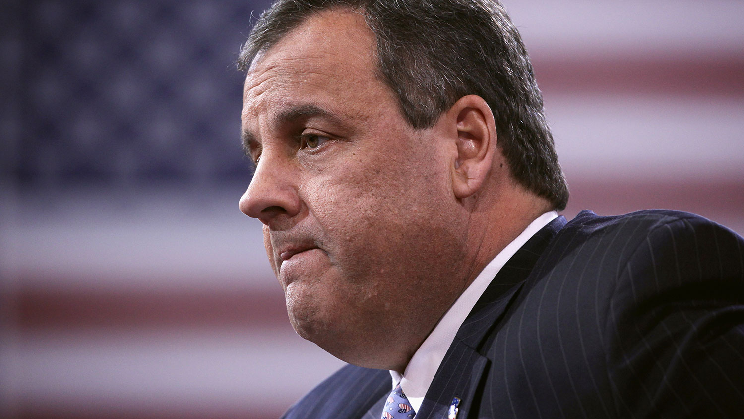 New Jersey Governor Chris Christie pauses as he participates in a discussion during the 42nd annual Conservative Political Action Conference (CPAC) February 26, 2015 in National Harbor, Maryland.
