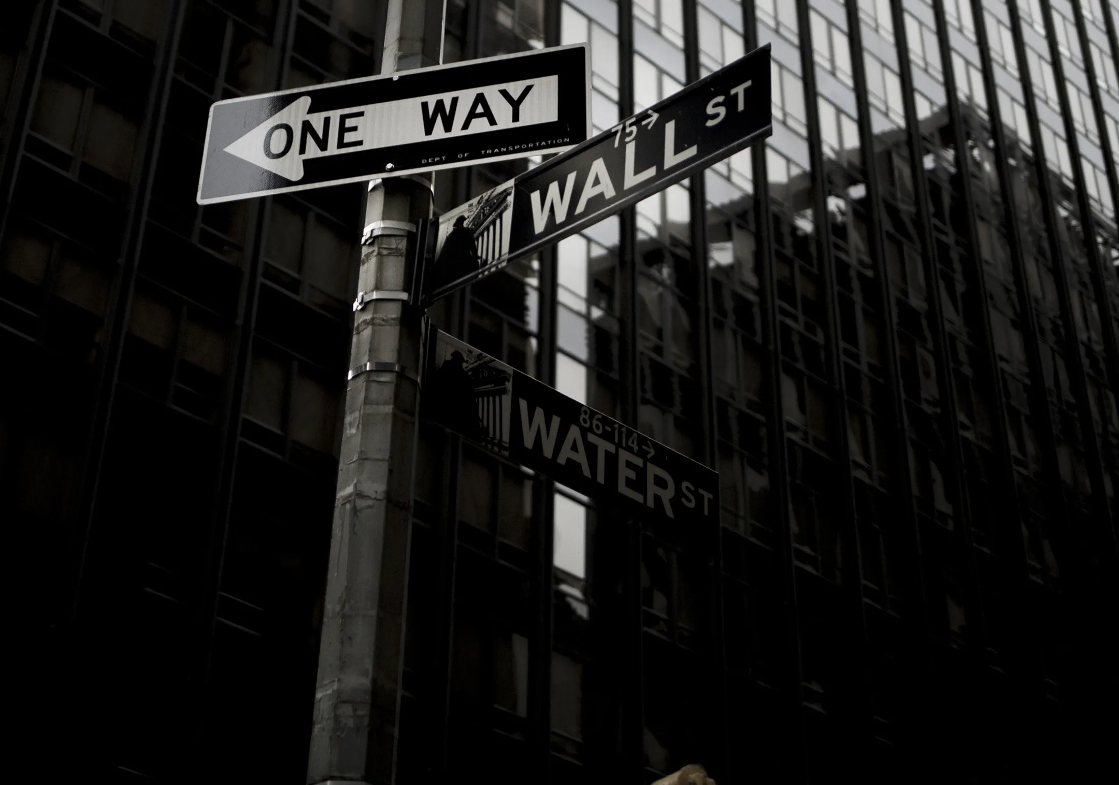 A Wall Street sign is seen near the New York Stock Exchange (NYSE) in New York, U.S., on Friday, Feb. 19, 2016. Stocks across the globe rallied on February 22, with the Standard &amp; Poor's 500 Index extending gains following its best week of 2016, as oil and metals advanced.
