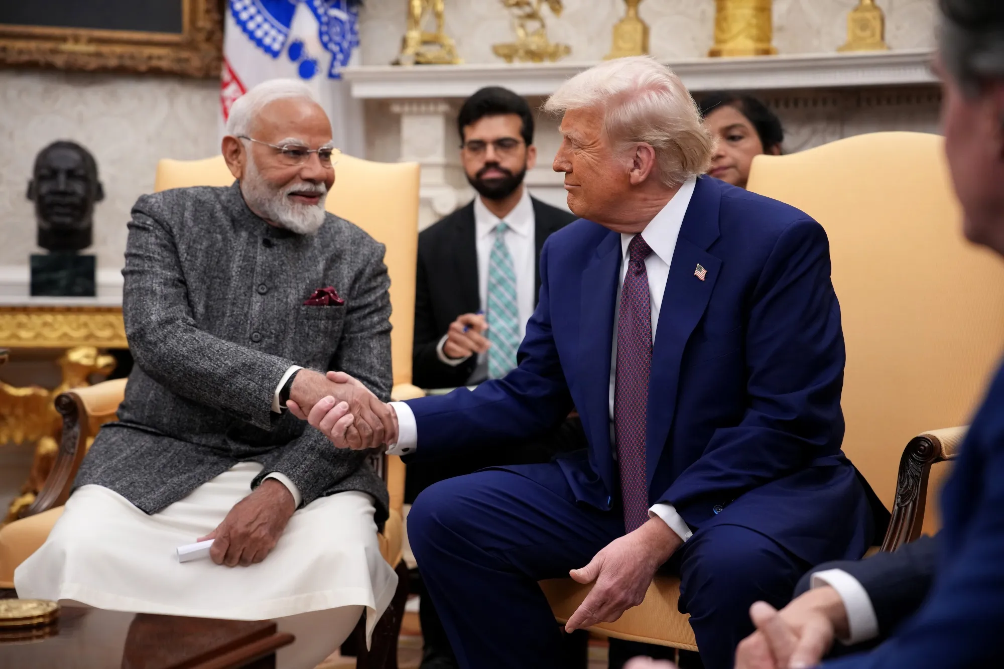 US President Donald Trump and Indian Prime Minister Narendra Modi meet in the Oval Office at the White House in Washington DC,&nbsp;on Feb. 13.