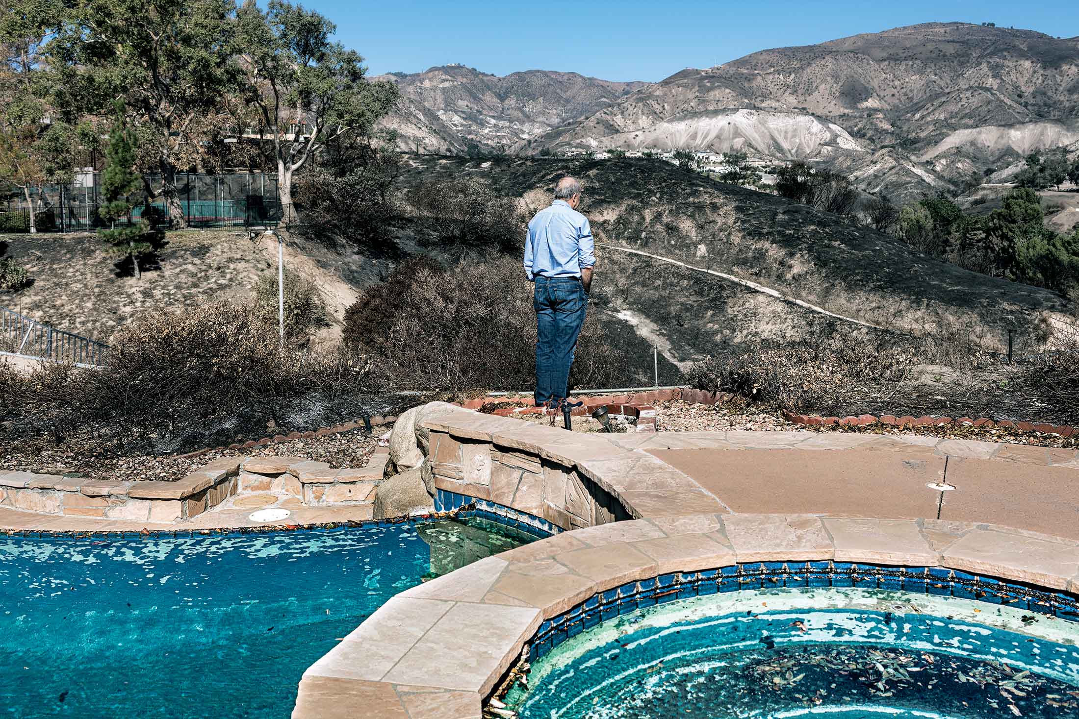 Jamie Castiel in his backyard in Porter Ranch.&nbsp;