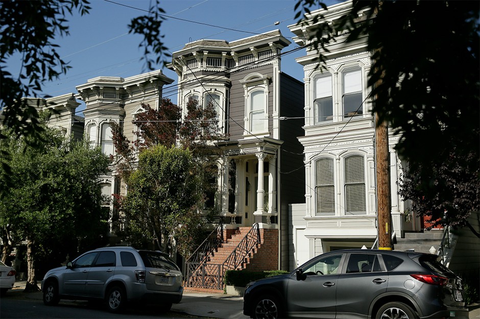 The 1883 Victorian home, center, made famous by the television show &quot;Full House.&quot;