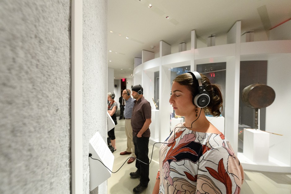 The exhibition offers nooks and crannies to engage with sound. 