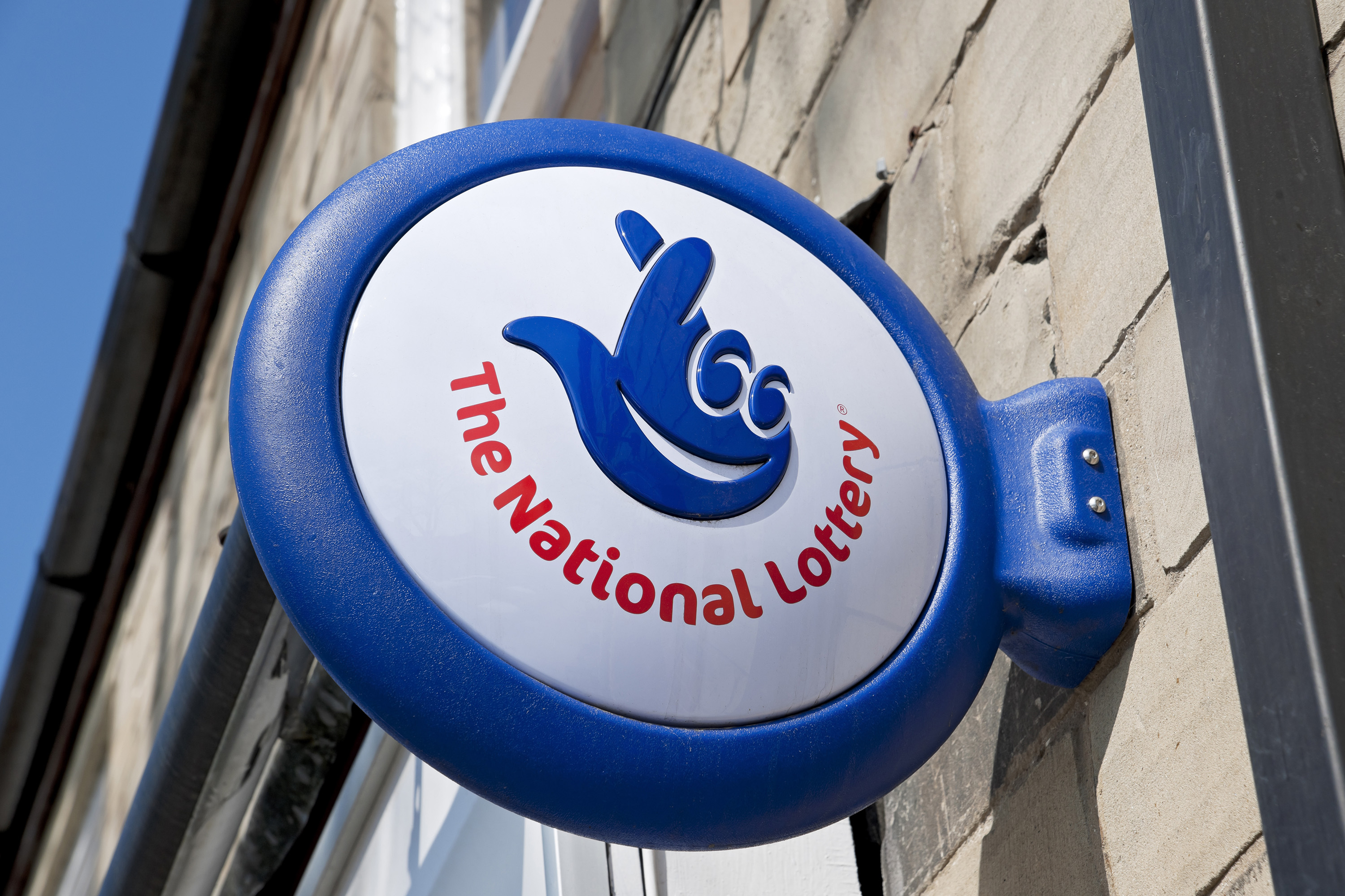 The National Lottery sign on a shop.&nbsp;