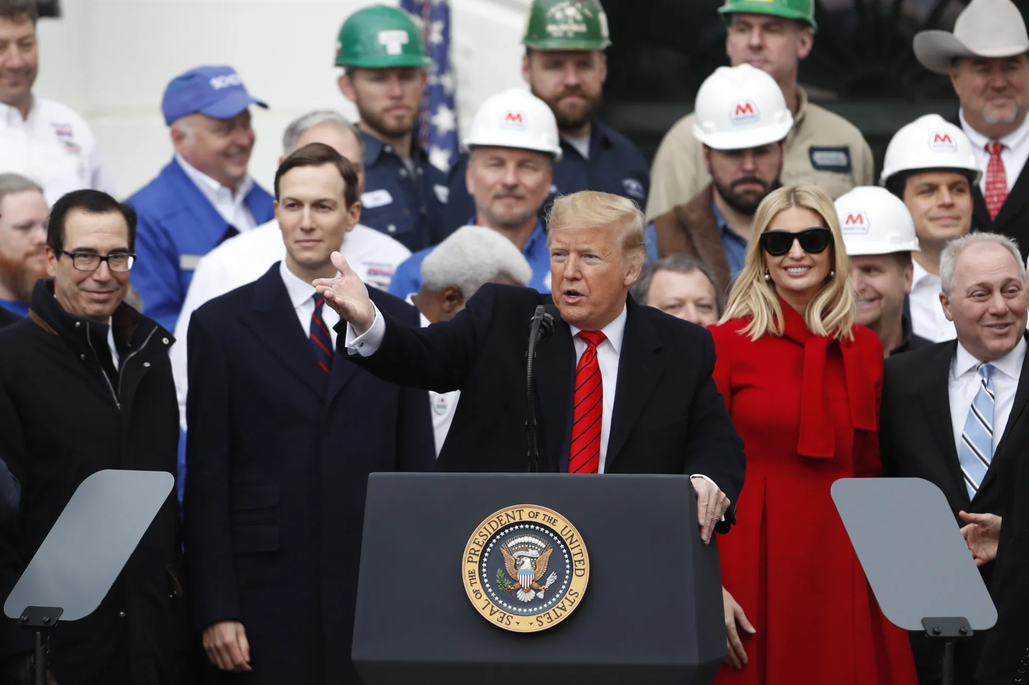 Trump speaks before signing USMCA on&nbsp;Jan. 29.
