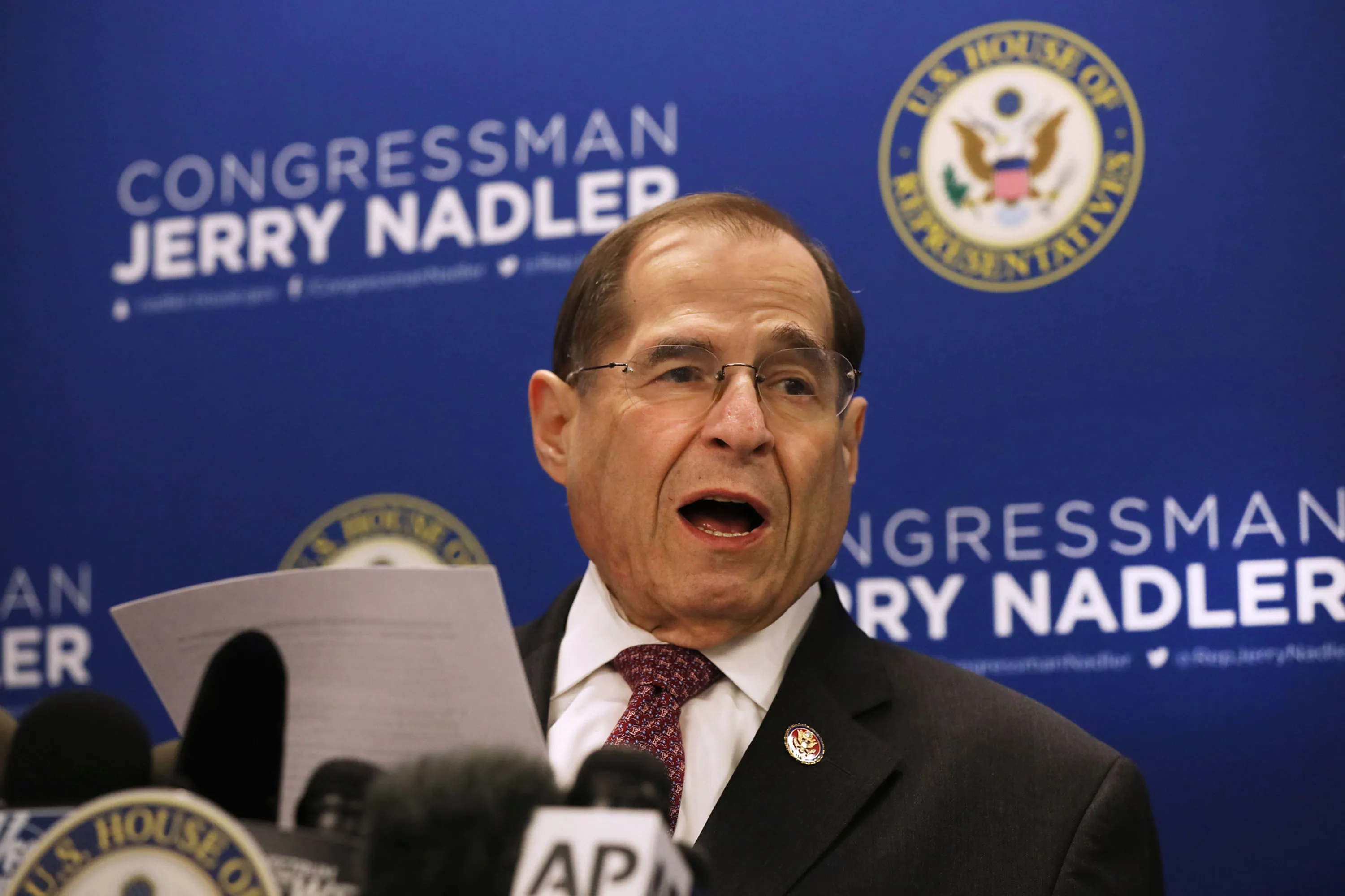 Jerrold Nadler holds a news conference on April 18.
