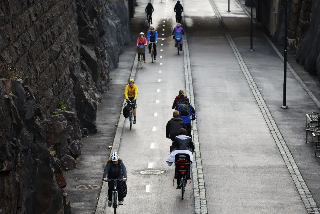 Cyclists and pedestrians&nbsp;in Helsinki, which a new analysis dubbed 2023’s best city for urban mobility.&nbsp;