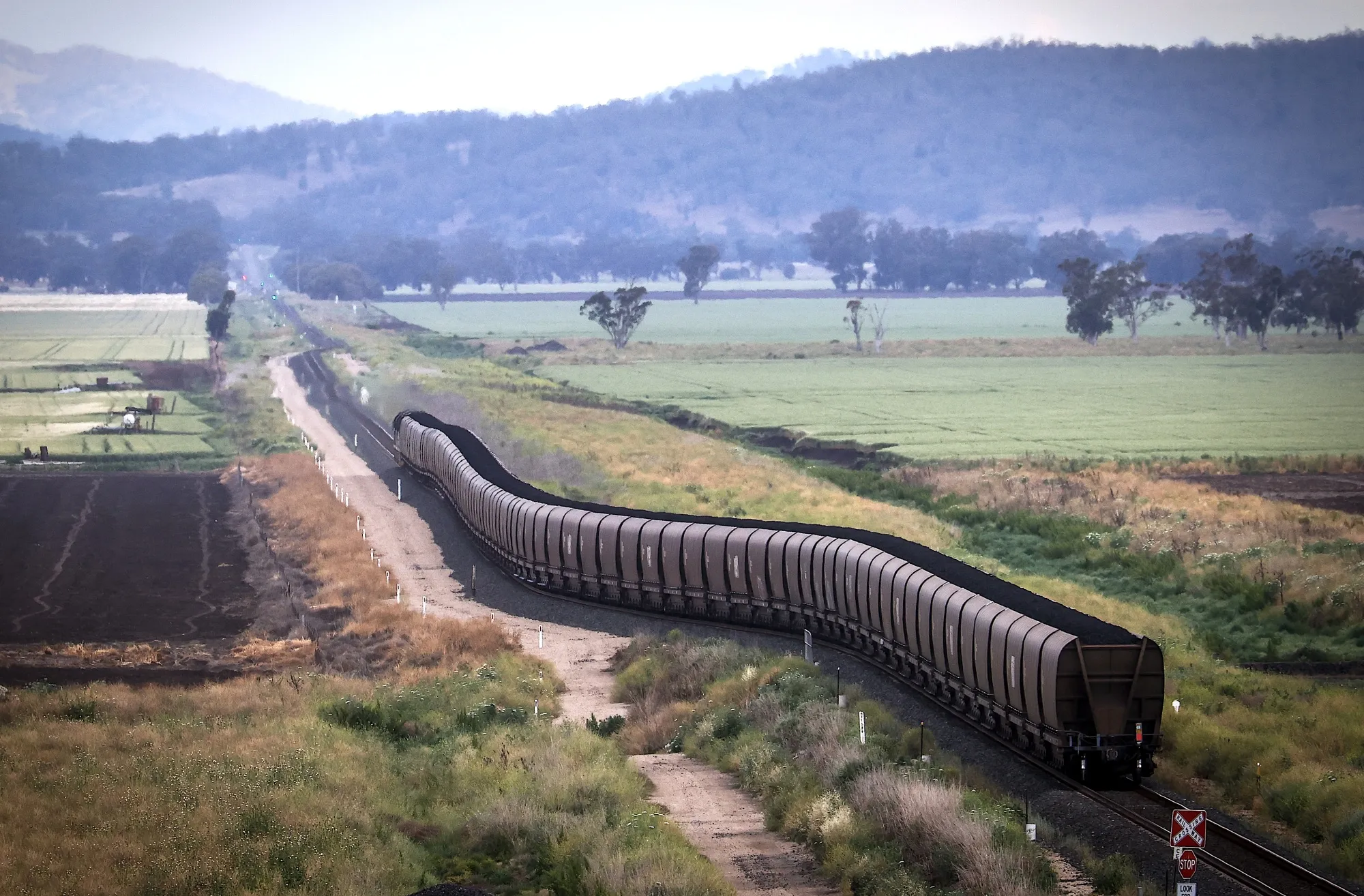 A freight train transports coal&nbsp;in Gunnedah, Australia.&nbsp;