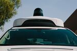 A camera sensor sits on the roof of a Waymo LLC Chrysler Pacifica autonomous vehicle.