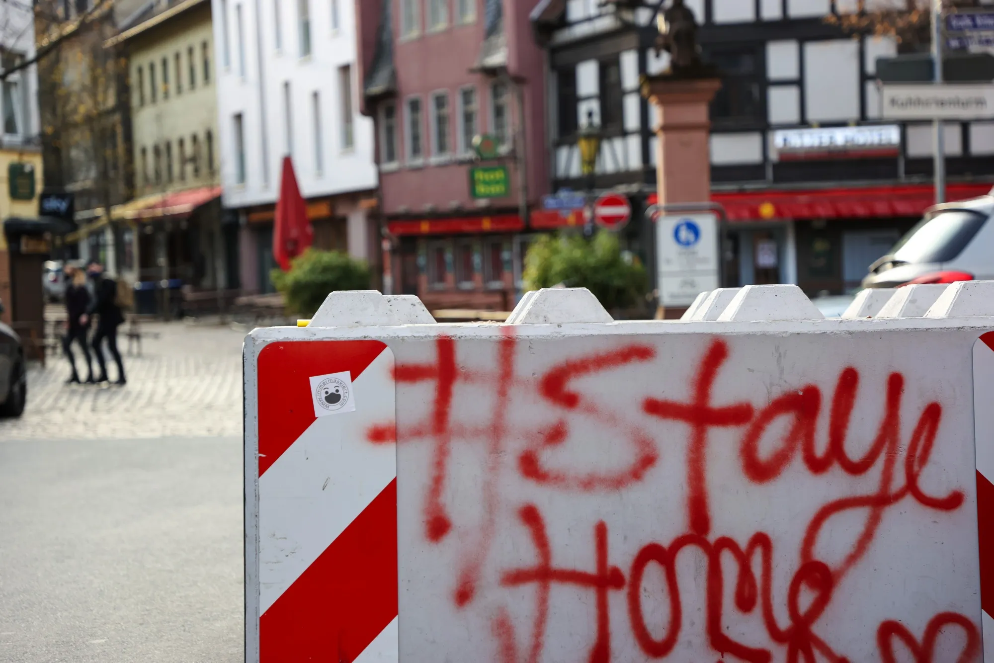Closed bars in the Old Sachsenhausen district in Frankfurt.