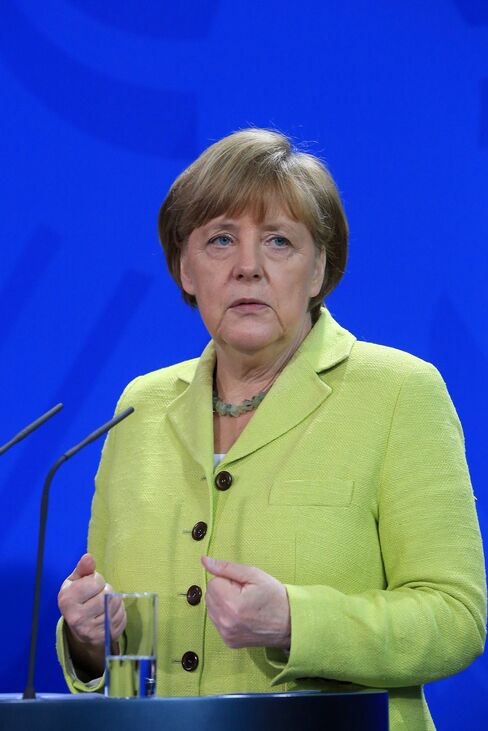 Angela Merkel speaks during a news conference in Berlin, Germany, on Monday, June 1, 2015.