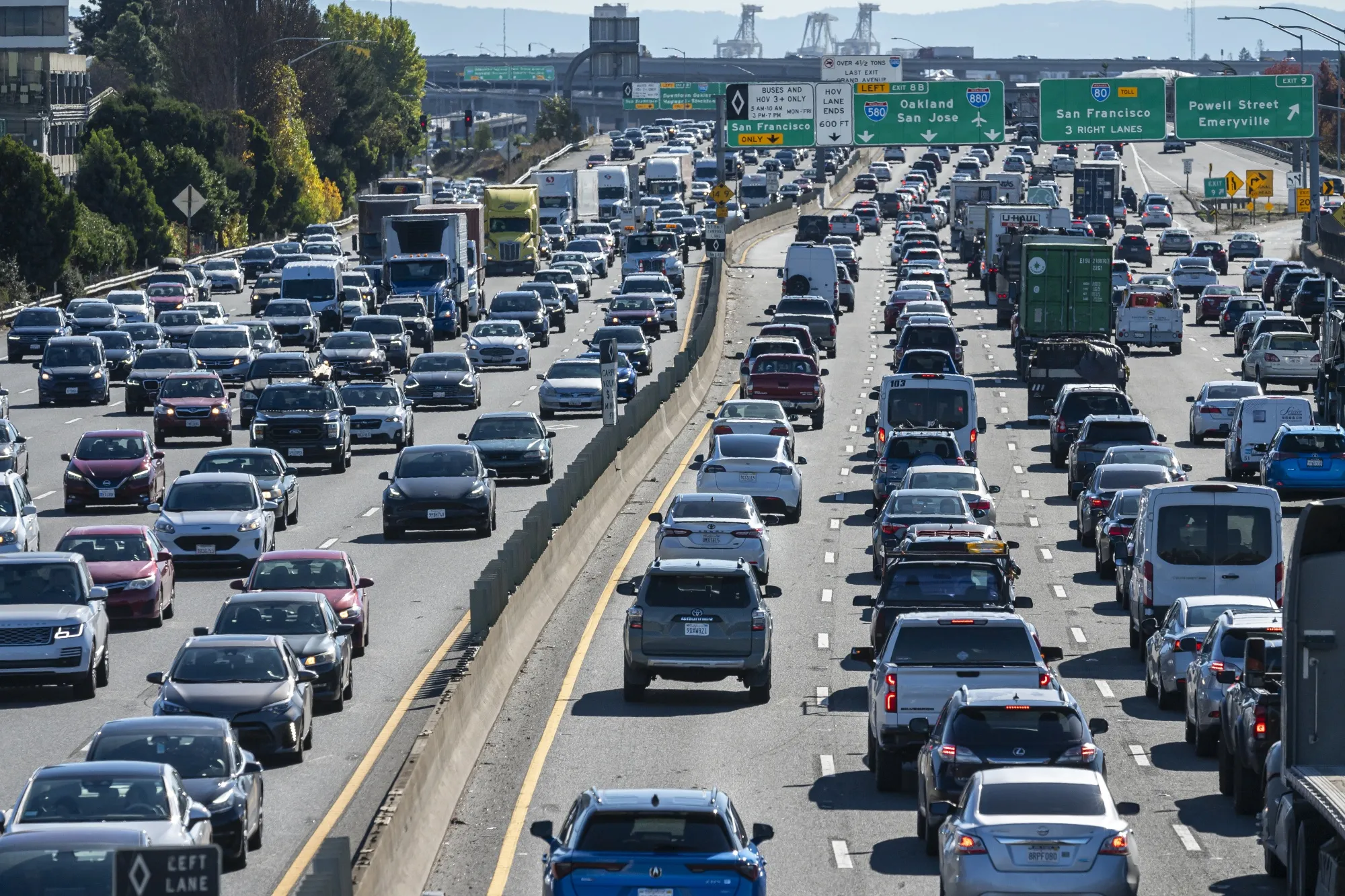 Traffic on Interstate 80 in Emeryville, California.