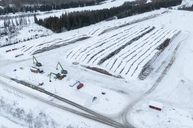 A timber yard in Torsboda outside of Sundsvall. Towns along rivers in northern Sweden have been hubs for the forest industry for centuries as the timber used to be transported by water.