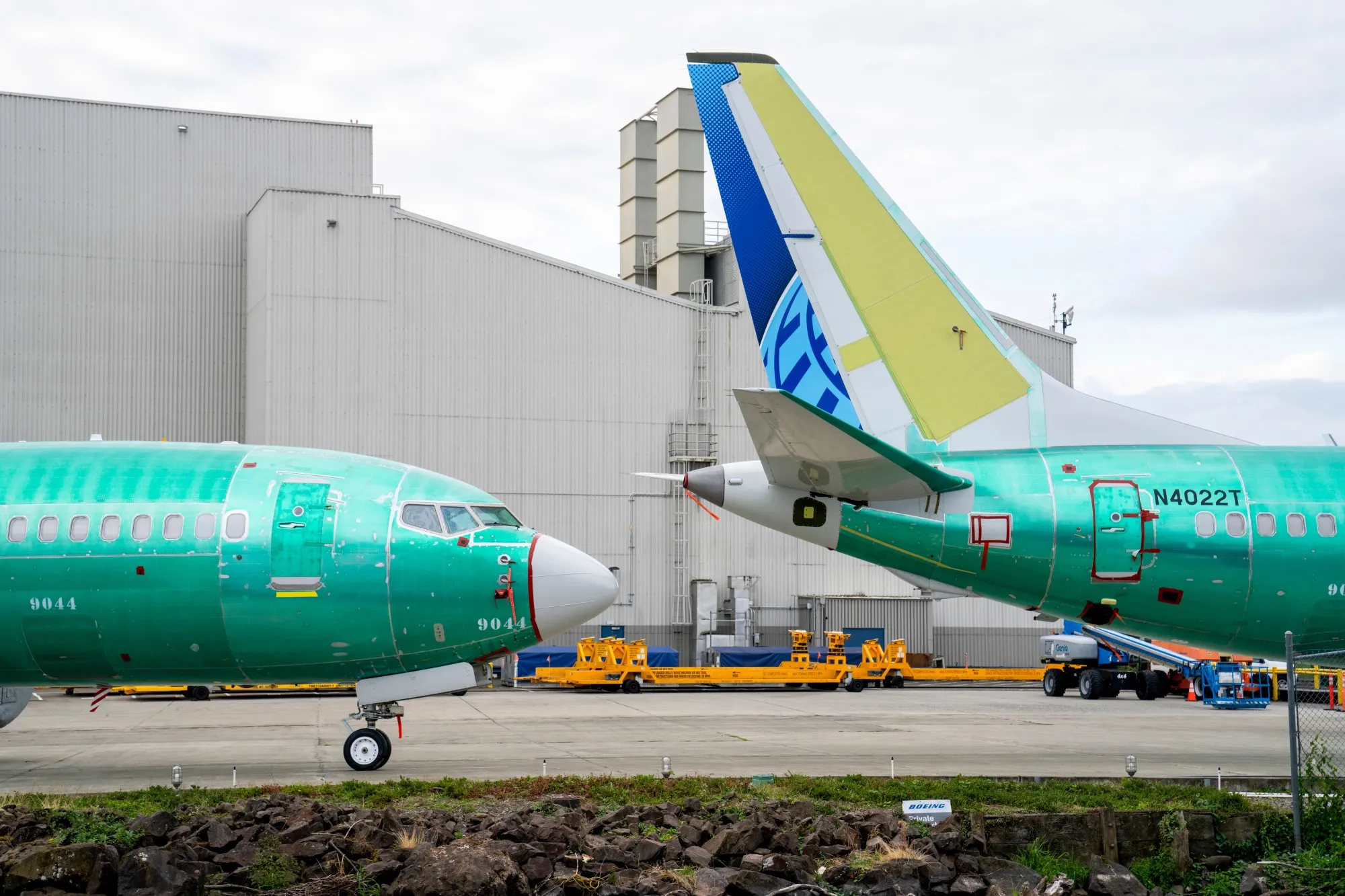 Boeing aircraft outside the companys' manufacturing facility in Renton, Washington.