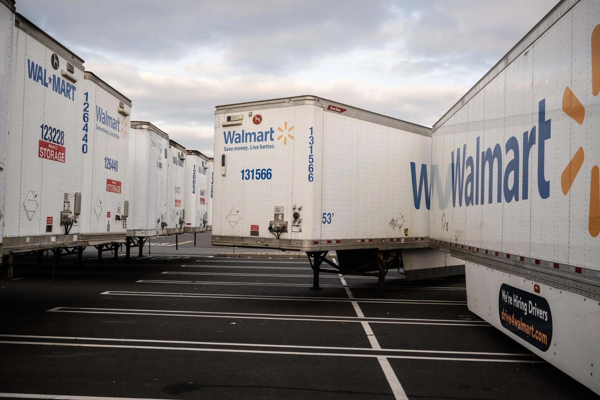 Trailers outside a Walmart store&nbsp;in Secaucus, New Jersey.