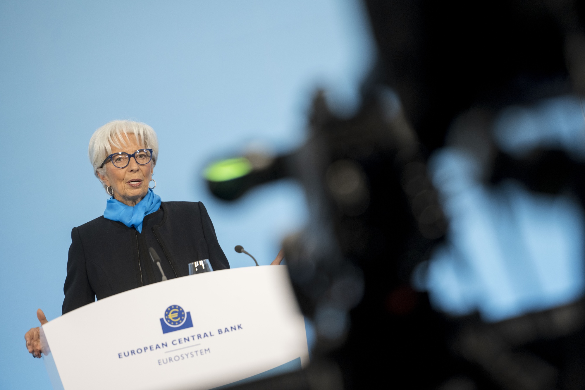 Christine Lagarde, head of the European Central Bank (ECB), speaks at a conference on Thursday.