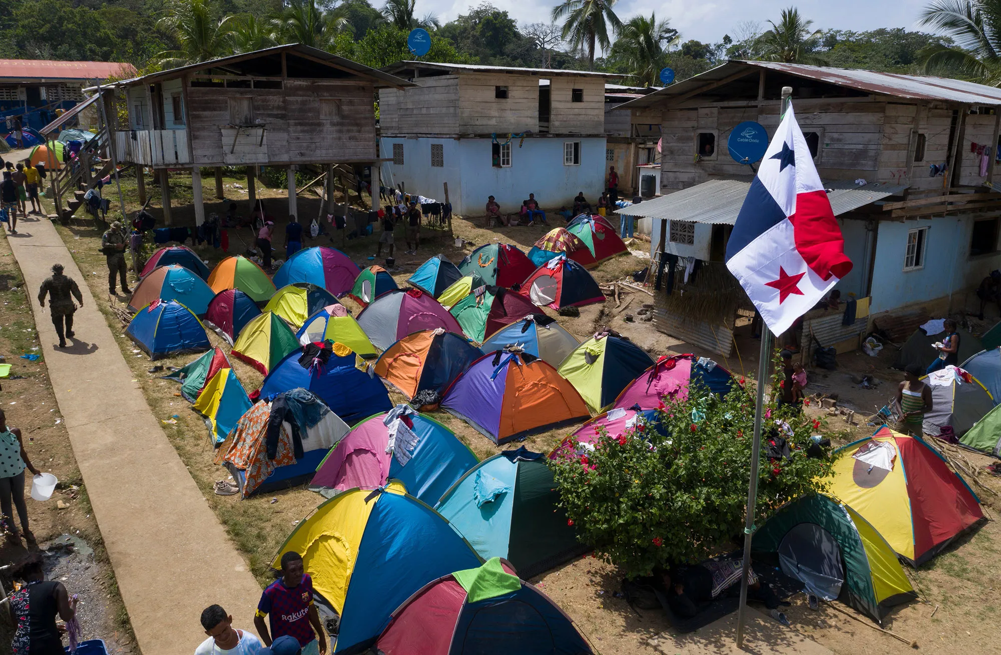 Migrant camp in Bajo Chiquito village, Darien province, Panama on Feb.&nbsp;10.