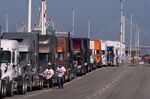 Truckers protest at the Port of Oakland in California, US, on July 18.