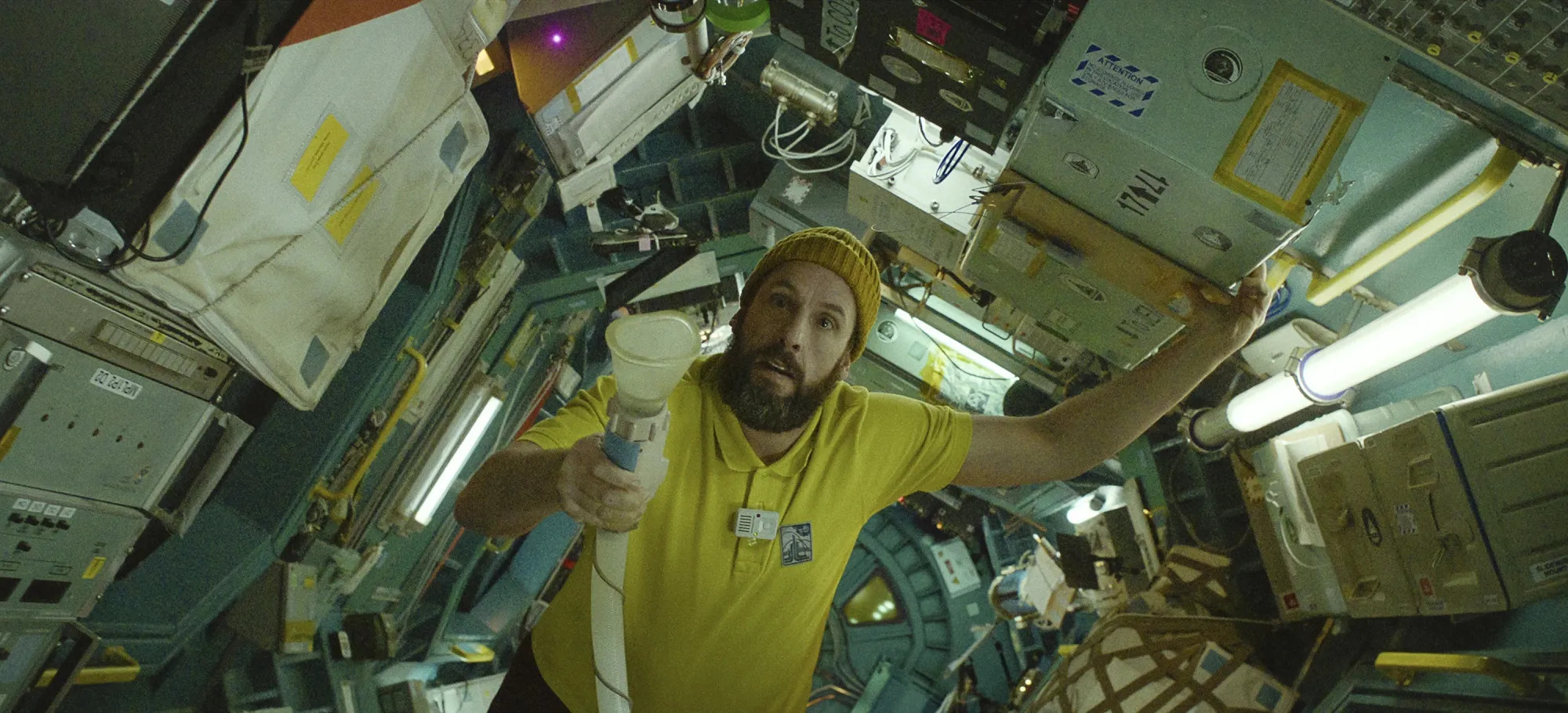 This image released by Netflix shows Adam Sandler in a scene from "Spaceman." (Netflix via AP)