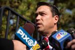 U.S. Rep. Michael Grimm (R-NY) speaks to the media after voting on November 4, 2014 in the Staten Island borough of New York City. Grimm is facing a 20-count federal indictment relating to alleged illegal fundraising.
