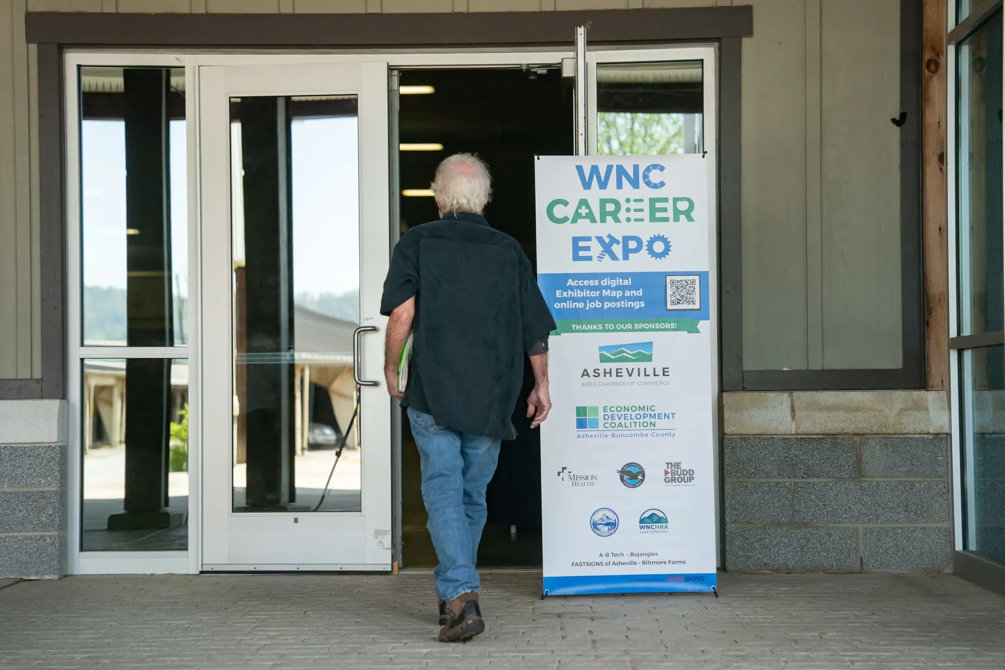 A jobseeker arrives for the WNC Career Expo job fair in Fletcher, North Carolina, US, on Thursday, April 16, 2026.