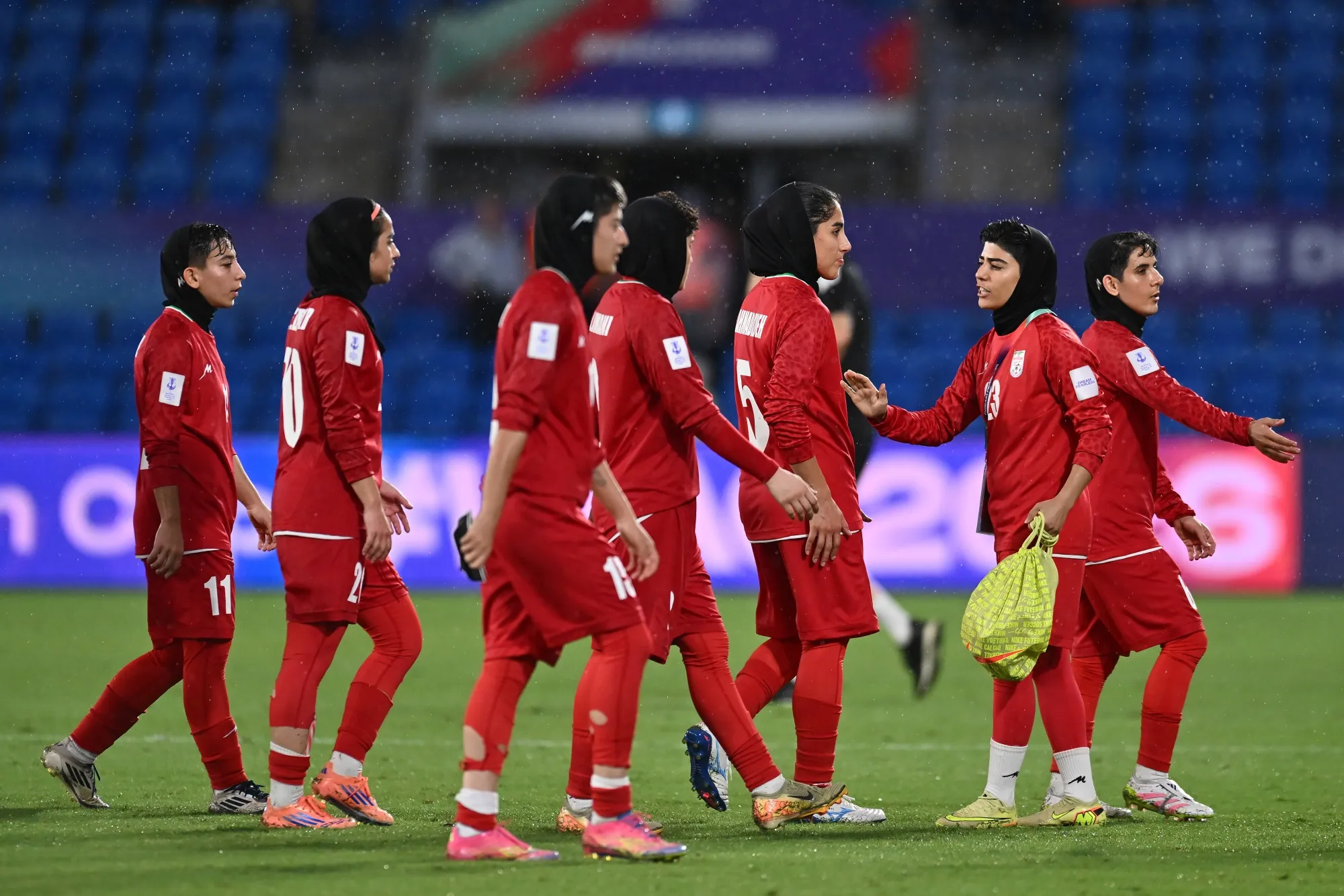 Islamic Republic of Iran players leave the field following a match against Philippines at Gold Coast Stadium&nbsp;in Gold Coast, Australia on March 8.&nbsp;
