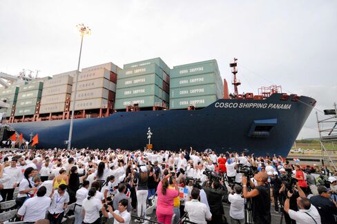 A Cosco Shipping vessel passes through the Panama Canal last month.