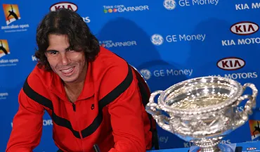 Rafael Nadal of Spain at a press conference following victory in his men's singles final against Roger Federer of Switzerland at the Australian Open tennis tournament in Melbourne on February 1, 2009. 