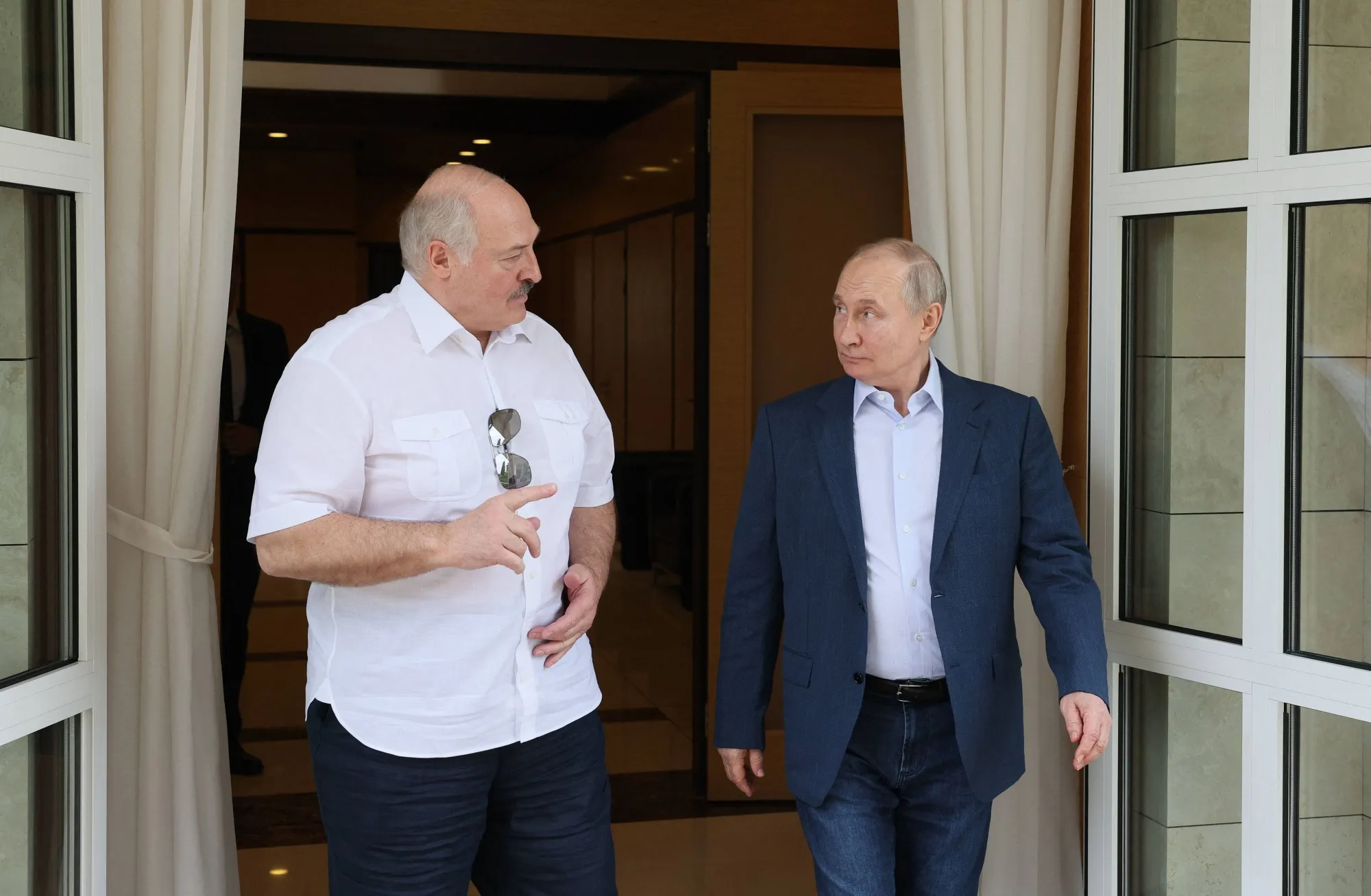 Alexander Lukashenko and Vladimir Putin in Sochi, on June 9.&nbsp;&nbsp;