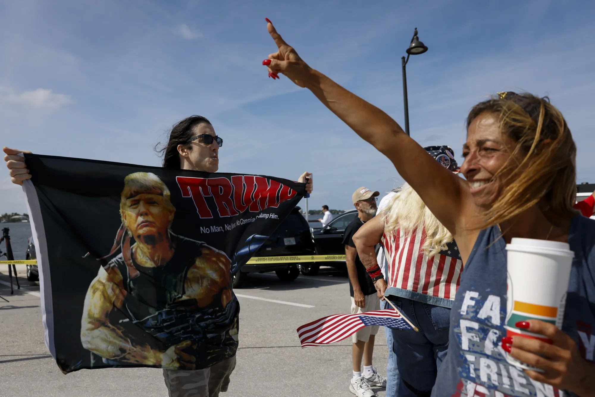 Supporters of Donald Trump outside Mar-A-Lago after the indictment of Trump in Palm Beach, Florida, on March 31.