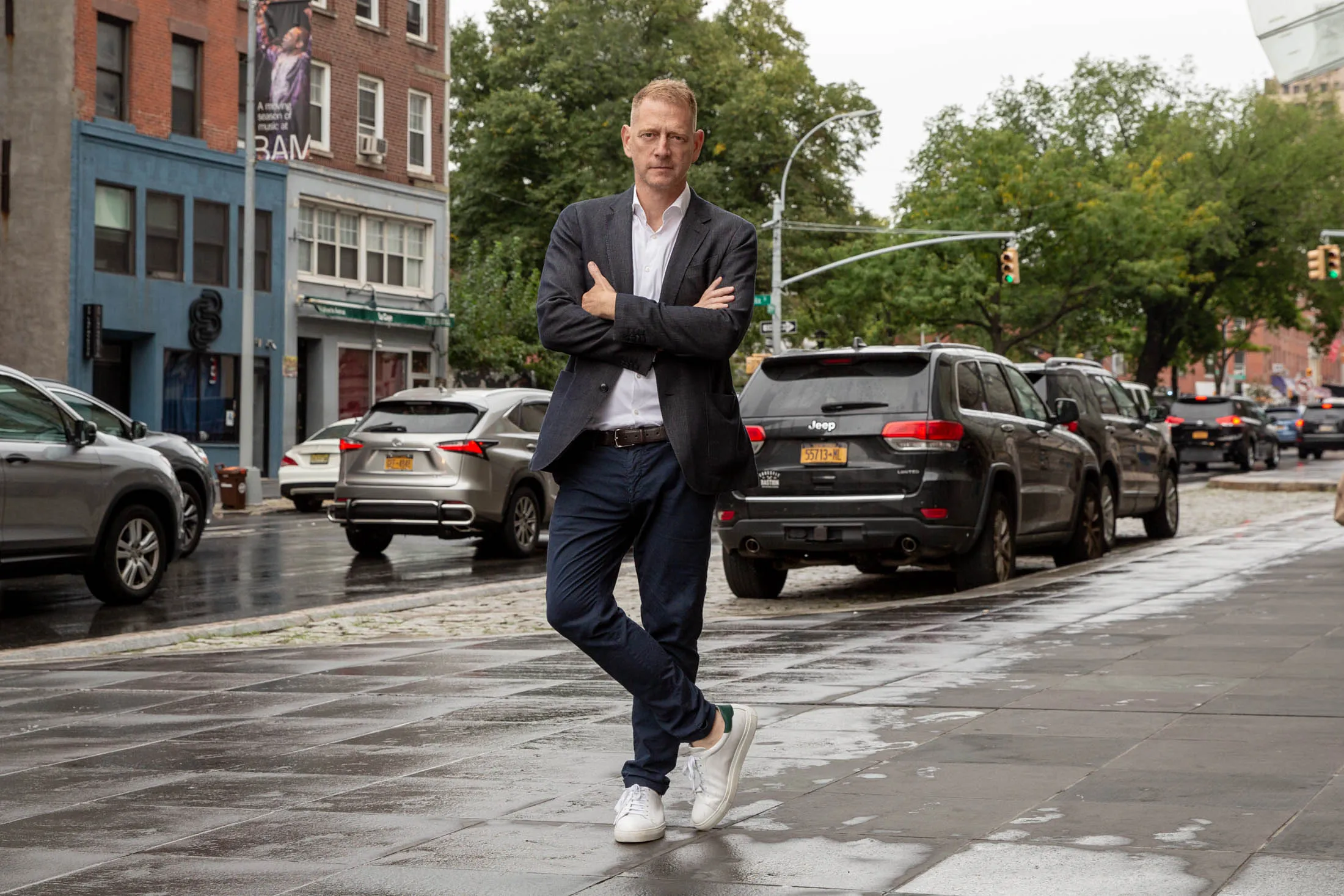 Binder outside BAM in Fort Greene, Brooklyn.