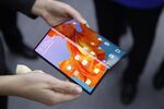 A Huawei Mate X foldable 5G mobile device 