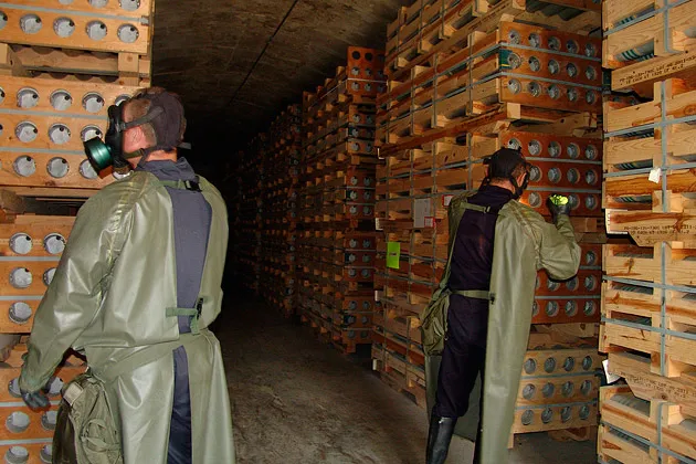 A base in Kentucky stores a stockpile of projectiles and rockets full of deadly nerve agents. The rockets have been awaiting destruction for two decades