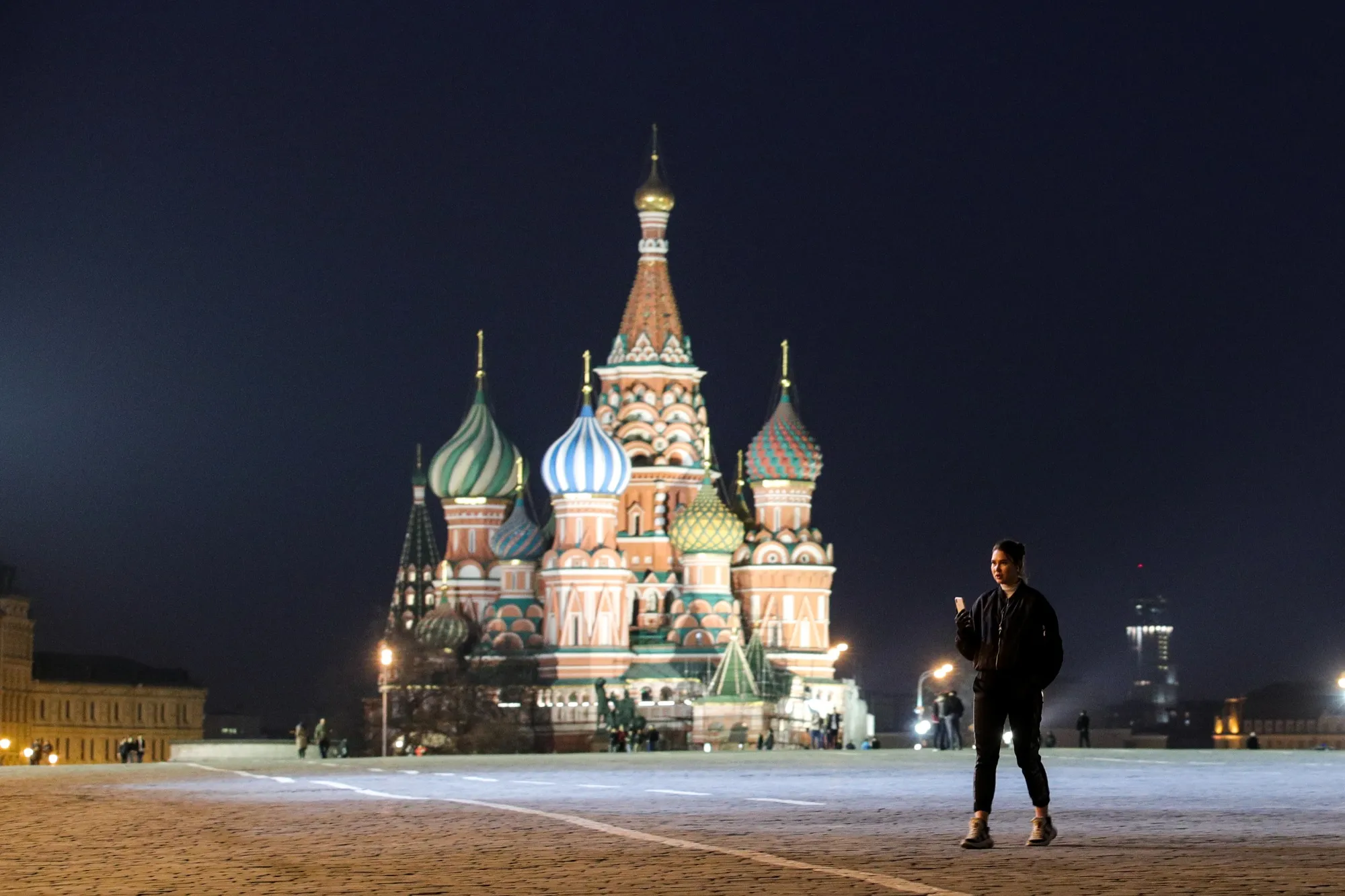 An empty Red Square in central Moscow on March 29.
