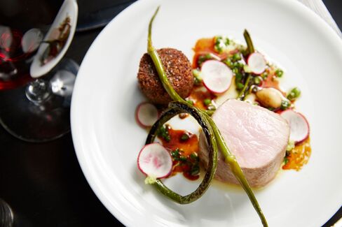 Pork loin with fried headcheese.