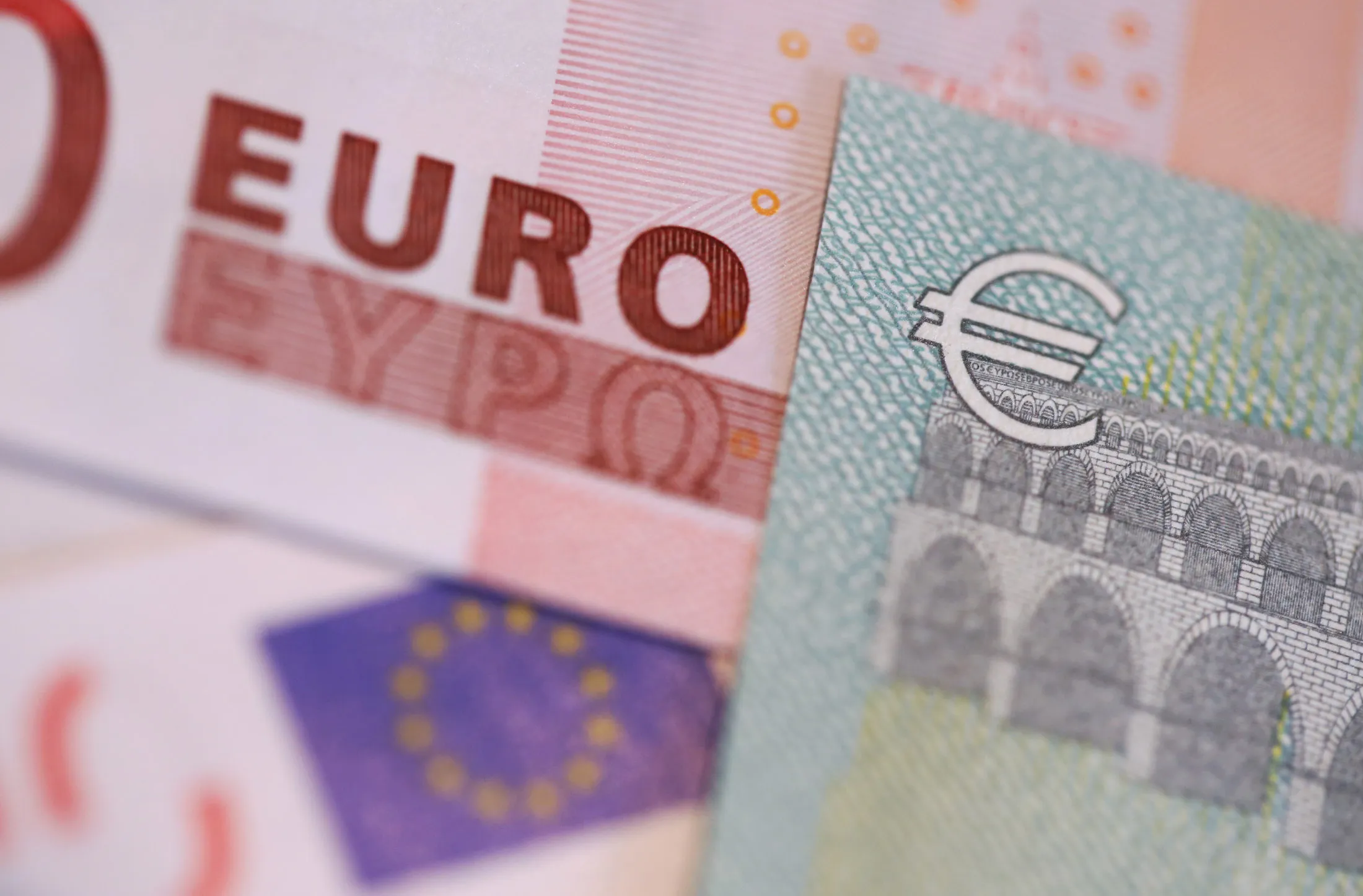 Euro banknotes.
