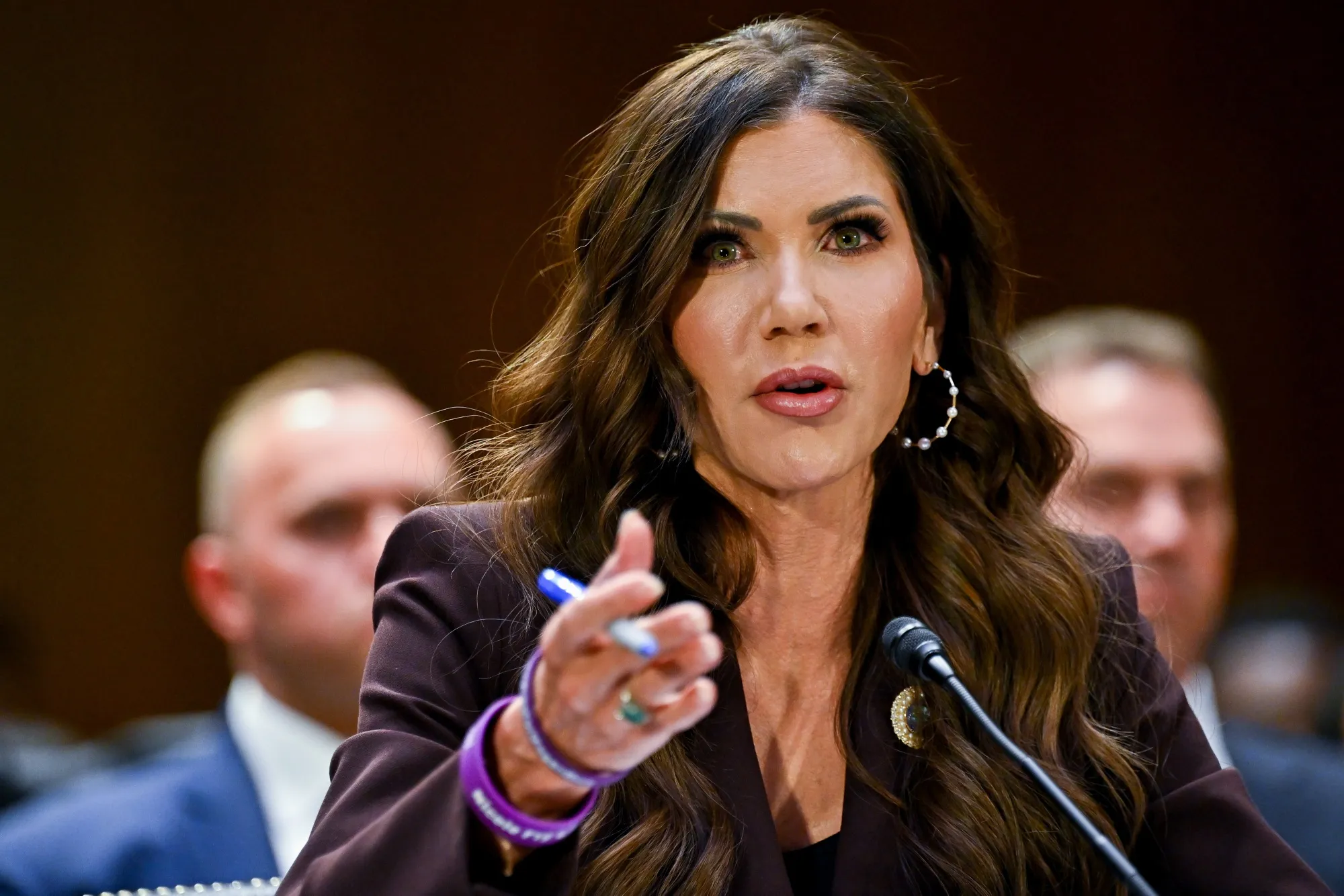 Kristi Noem speaks during a Senate Judiciary Committee hearing in Washington on March 3.