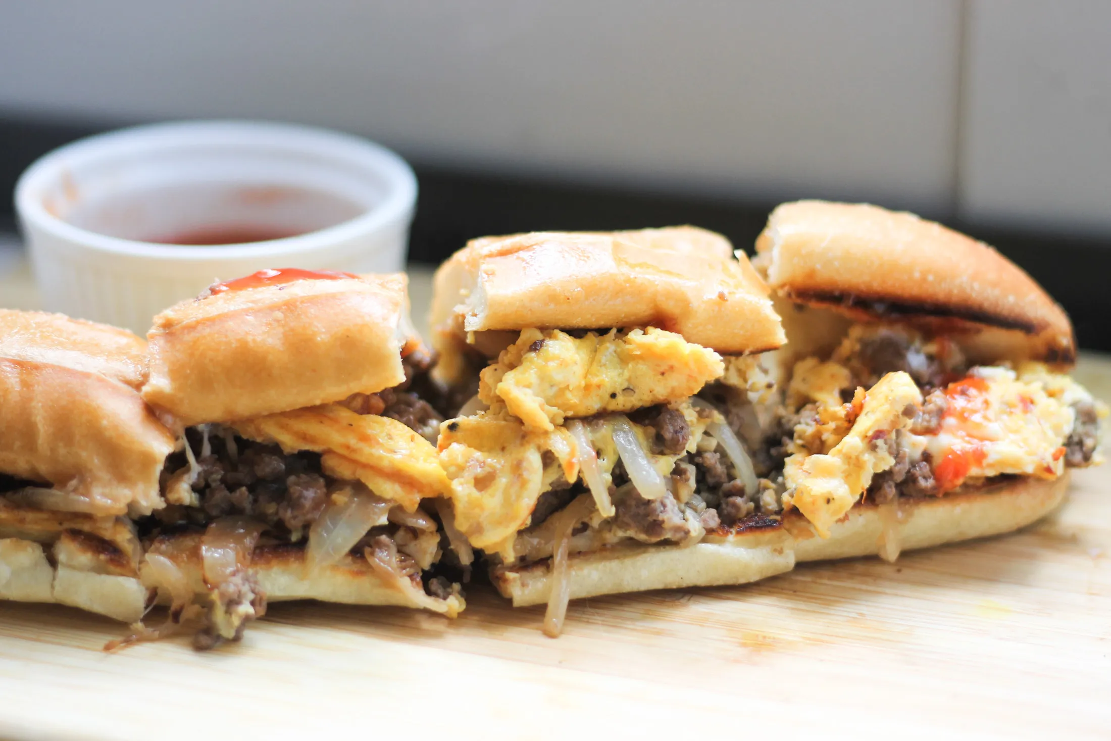 An omelet sandwich makes a hearty meal any time of the day.