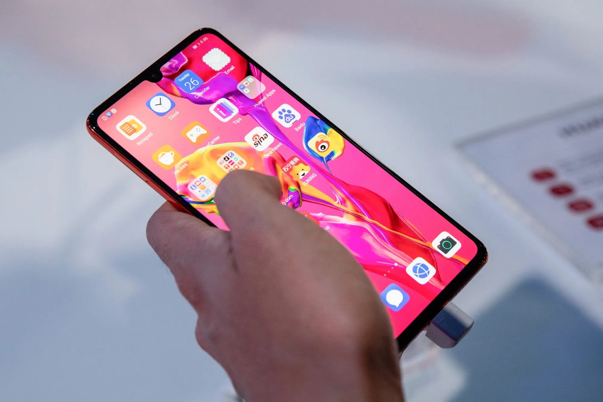 Huawei’s P30 smartphone at a launch event in Paris on March 26.