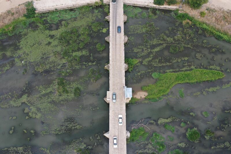 Low water level at Tunca River in Turkiye's Edirne