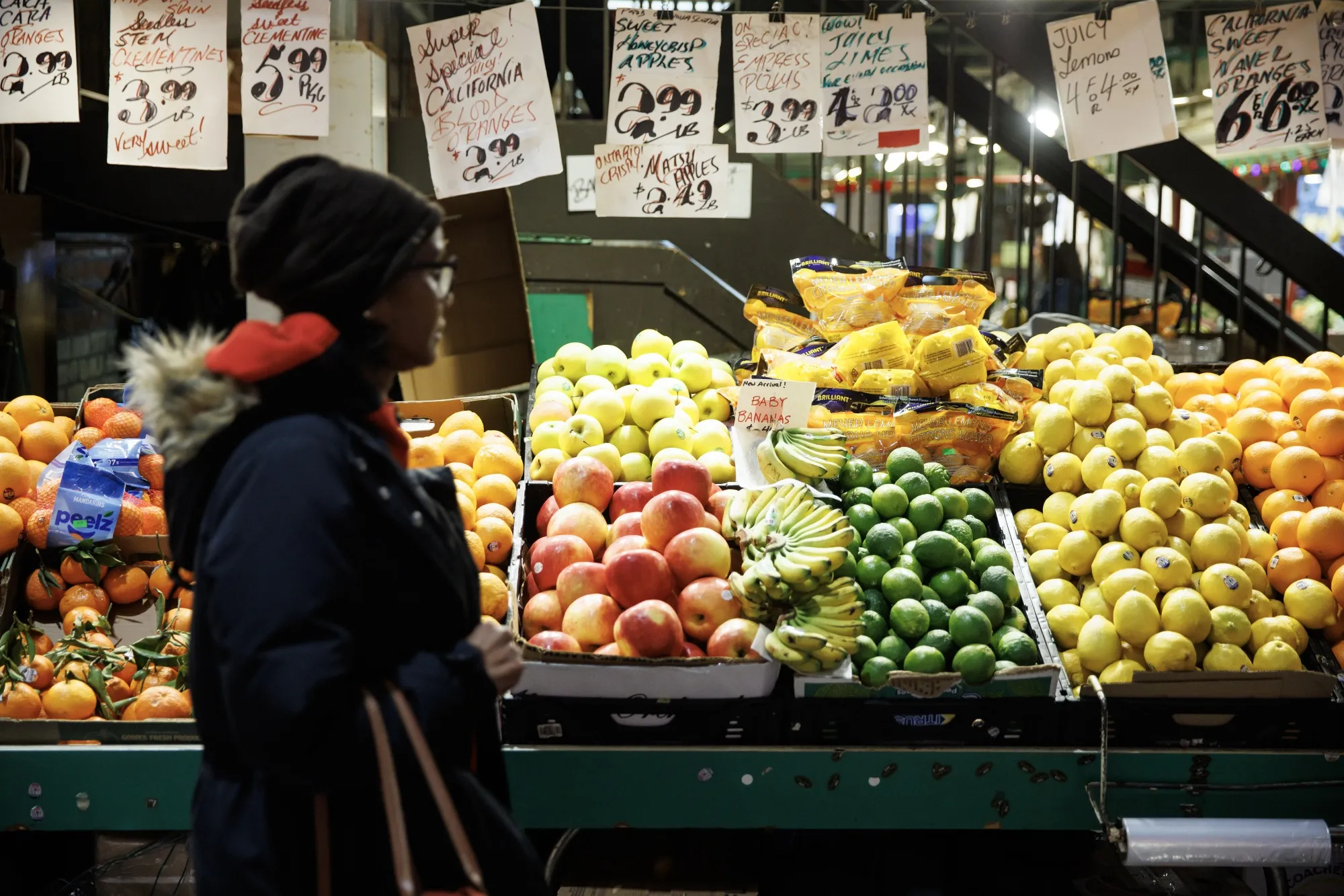 A produce counter at&nbsp;St. Lawrence Market in Toronto.