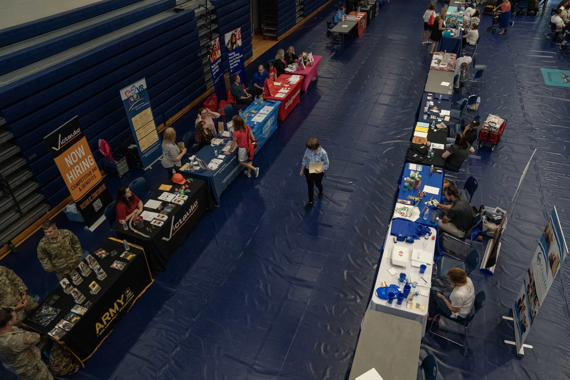 Attendees at a career fair at a community college in Bolivia, North Carolina.