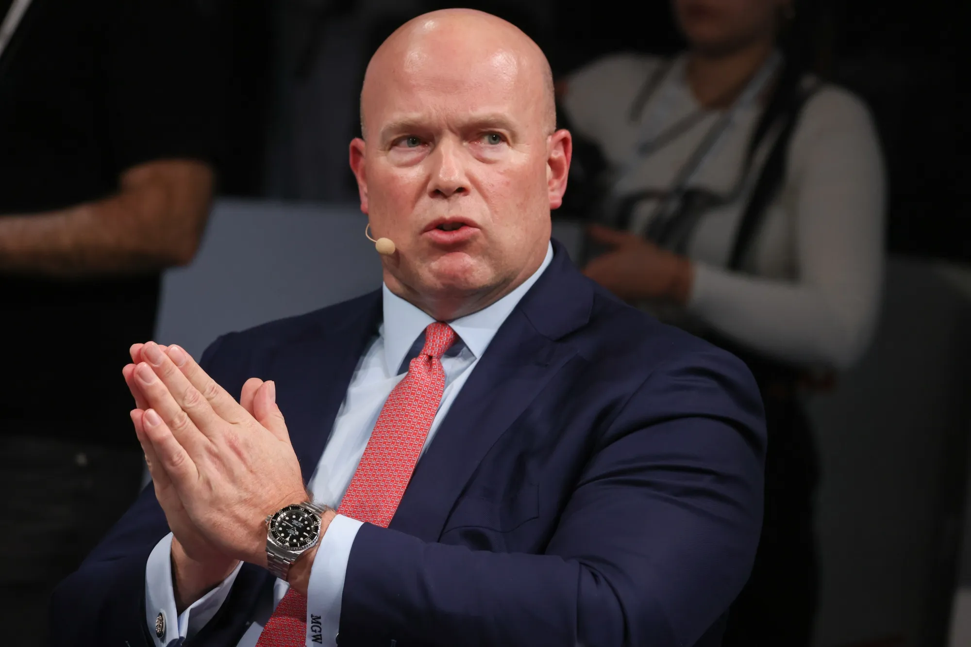 US Ambassador to NATO Matthew Whitaker speaks at the Munich Security Conference in Munich, Germany, on&nbsp;Feb. 13.&nbsp;