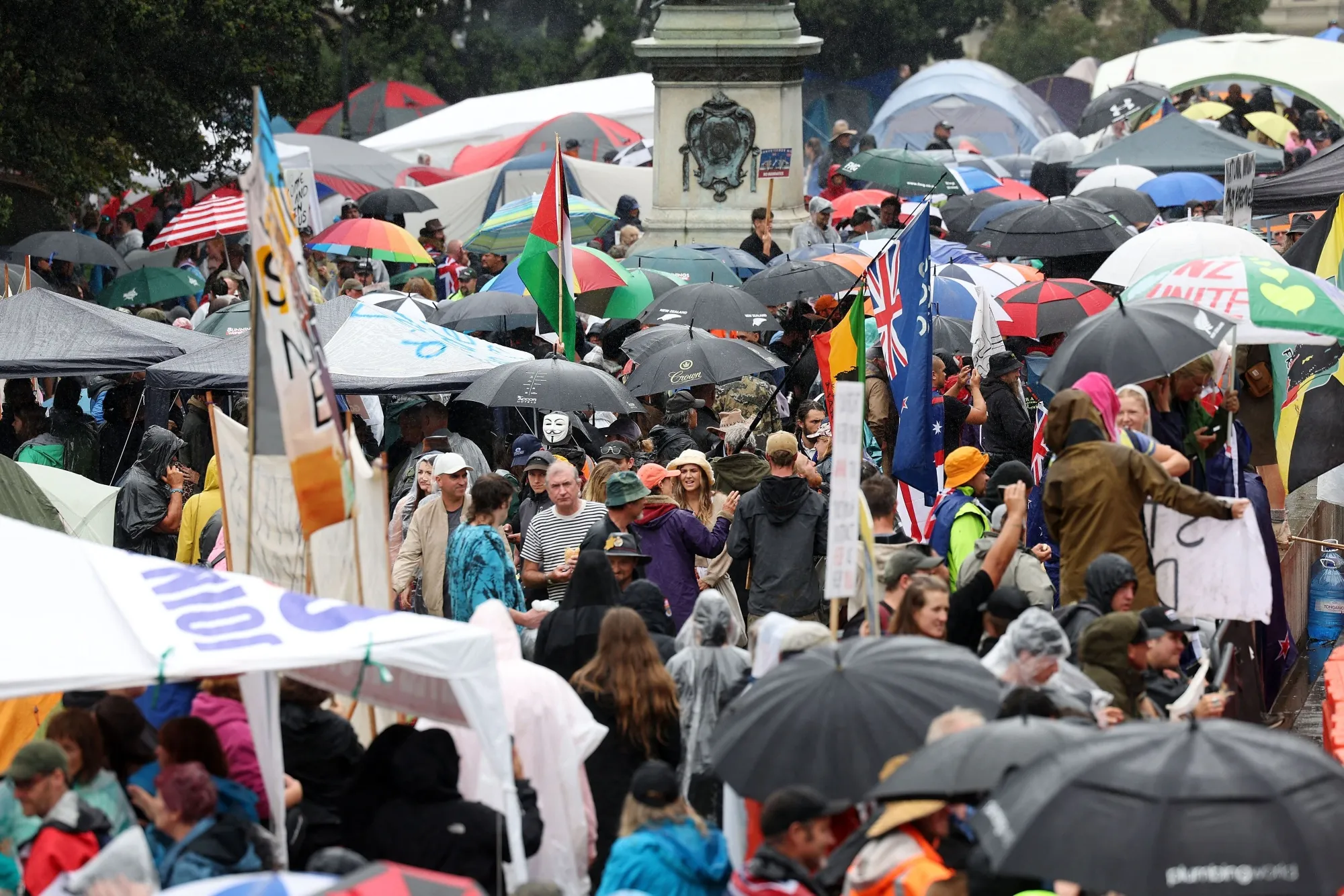 Demonstrations against Covid-19 restrictions in Wellington on Feb. 12.