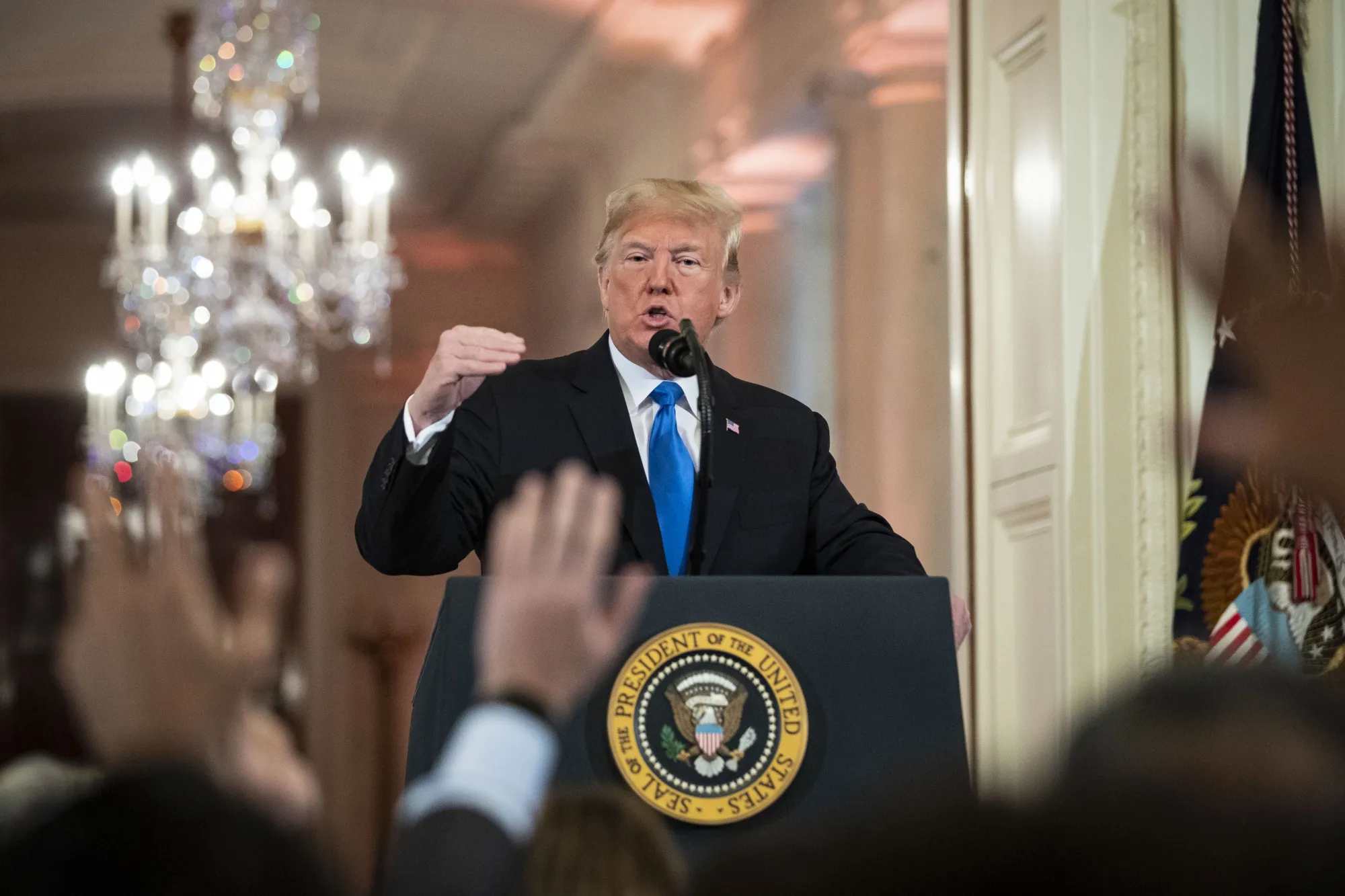 President Donald Trump speaks during a news conference at the White House on&nbsp;Nov. 7.&nbsp;
