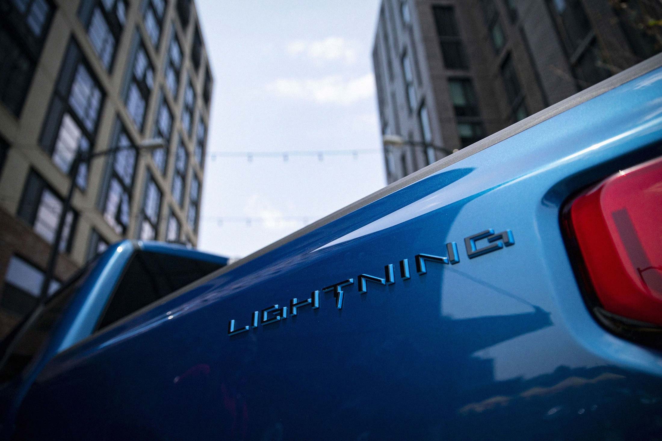 A Ford Motor Co. F-150 Lightning electric vehicle during a presentation in Washington, D.C., U.S., on Wednesday, July 28, 2021. 
